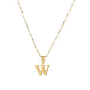 1 Piece Simple Series Simple Letter W Stainless Steel  Gold Color Women's Pendant Necklaces h5 